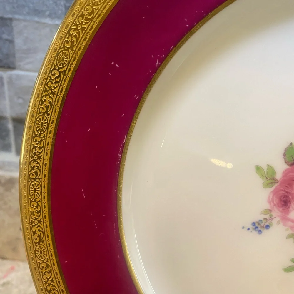 Vintage Paragon Fuchsia And Rose Pattern With Gold‎ Trim dinner Plates (6)